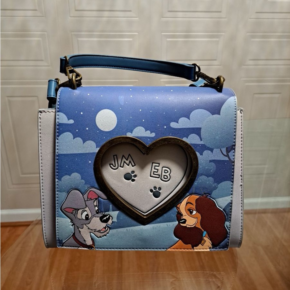 Brand New Loungefky Disney Lady And The Trump Heart Paw Prints Crosbody Purse. - Picture 5 of 8